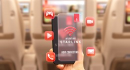 A380 společnosti Emirates se vrací do Dubaje s historicky prvním palubním Wi-Fi Starlink