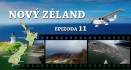 Letadlem nad sopečným ostrovem White Island, přelet Aucklandu a přistání na dráze kde jezdí vlak